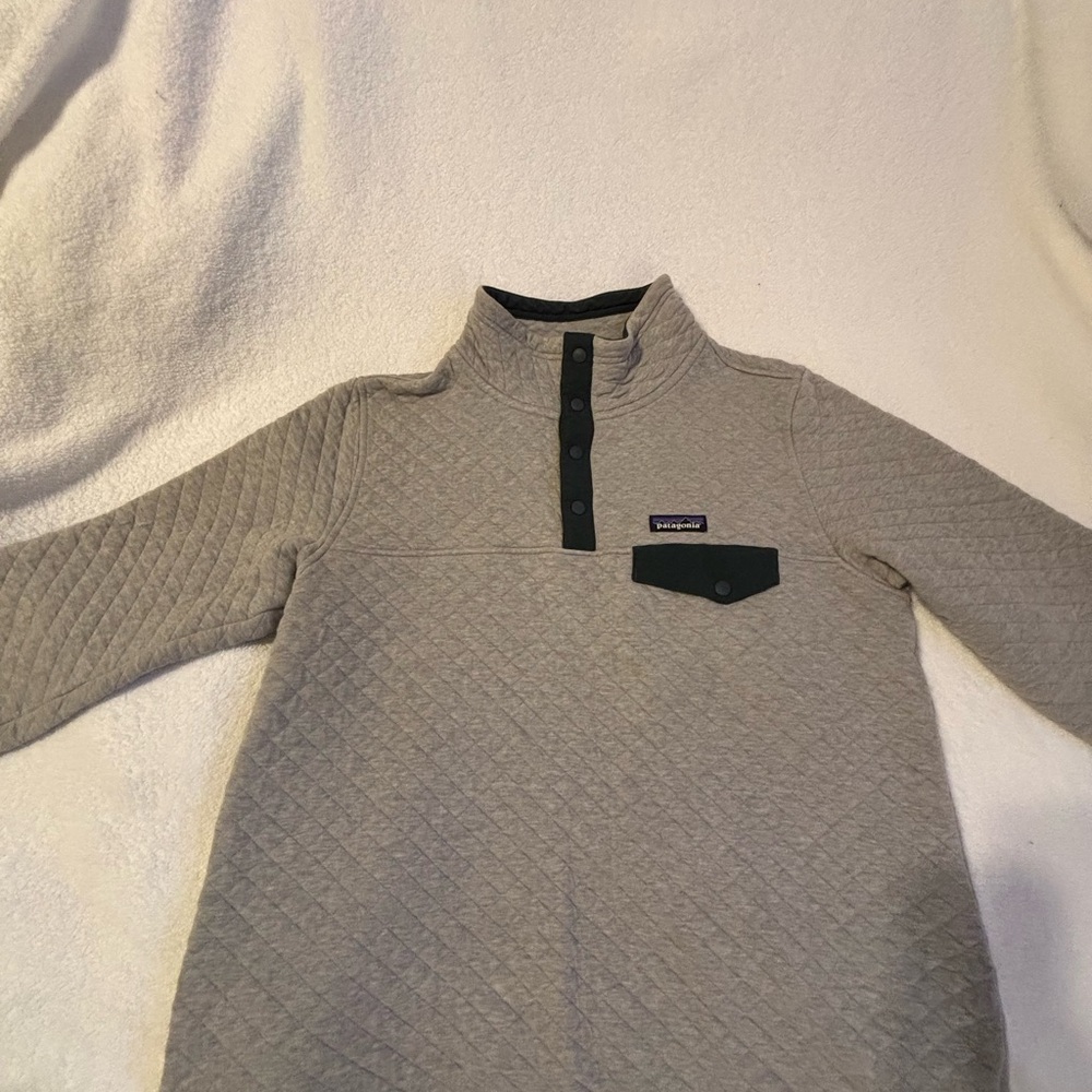 Patagonia Gray Quilted Pullover with Dark Green(L)